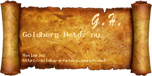 Goldberg Hetény névjegykártya